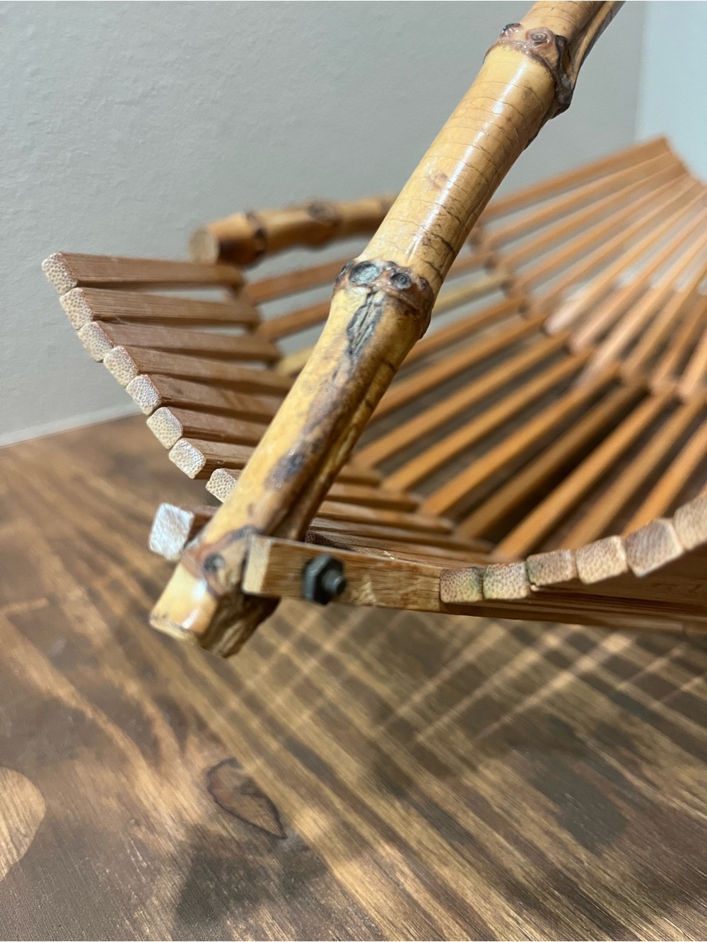 Vintage MCM Japanese Bamboo Footed Fruit Basket with Handle RARE - Picture 7 of 8
